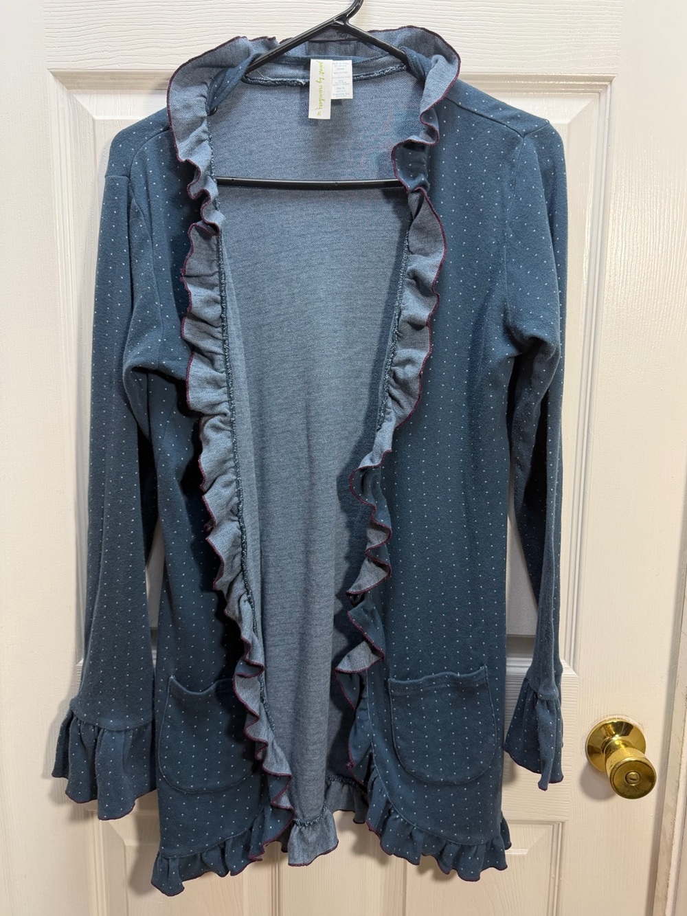 Matilda Jane Dusty Blue Ruffle-Trim Open Cardigan